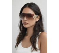 Svnx Flatop Rimless Heart Detail Sunglasses In Brown Brown