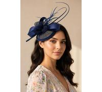 Svnx Floral And Bow Fascinator In Navy Navy