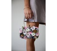 Svnx Floral Applique Clutch Bag In Black Black