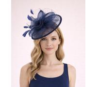 SVNX Floral Bow Mesh Detailing Fascinator in Navy - Navy - One Size
