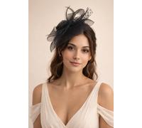 Svnx Floral Bow & Polka Veil Fascinator In Black Black