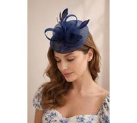 Svnx Floral Fascinator With A Wide Base In Navy Navy