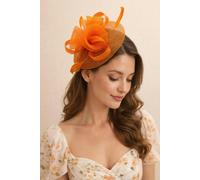 SVNX Floral Fascinator with A Wide Base in Orange - Orange - One Size
