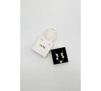 Svnx Floral Pearl Stud Earrings & Bracelet In Gold Gold