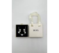 Svnx Floral Pearl Stud Earrings & Bracelet In Silver Silver One Size