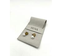 SVNX Floral Pearl Stud Earrings in Gold Colour - One Size
