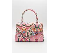 Svnx Floral Satin Embroidered Top Handle Bag In Pink Pink