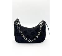 Svnx Floral Textured Baguette Bag With Chain In Black Black One Size