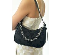 SVNX Floral Textured Baguette Bag With Chain - One Size - Black