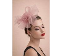 Svnx Folded Bow Fascinator With Tipped Feathers In Light Pink Light Pink One Size