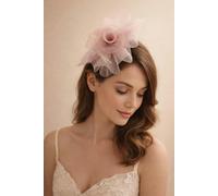 SVNX Folded Bow Fascinator with Tipped Feathers in Pink - Pink - One Size