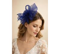 SVNX Folded Bow Fascinator with Tipped Feathers in Royal Blue - Royal Blue - One Size