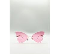SVNX Frameless pink butterfly sunglasses - One Size - Gold/ Pink