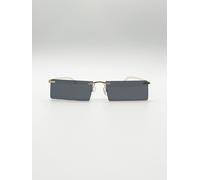 Svnx Frameless Rectangle Sunglasses In Black Black One Size