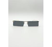 SVNX Frameless Rectangle Sunglasses in Black - Black - One Size