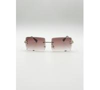 SVNX Frameless Rectangle Sunglasses in Brown - One Size - Brown