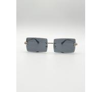 Svnx Frameless Square Sunglasses In Black Black One Size