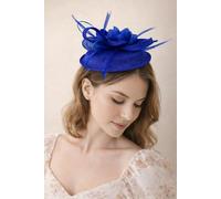 SVNX Gauze Swirl Flower Feather Fascinator - Blue