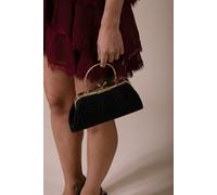 SVNX Glitter Metallic Fibre Clutch Bag - Black - One Size