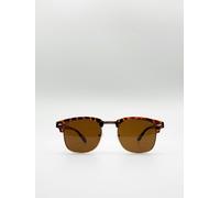 SVNX Half Frame Wayfarer Style Sunglasses - Brown - One Size
