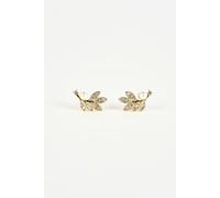 SVNX Hanging Leaf with Pearl Earrings in Gold - One Size - Gold
