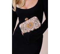 Svnx Heart Beaded Clutch Bag In Gold Gold