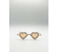 Svnx Heart Diamante Sunglasses Gold Champagne Gold
