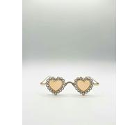 SVNX Heart Diamante Sunglasses Gold Champagne - One Size - Champagne