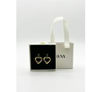SVNX Heart Drop Earrings in Gold with Green Stone - One Size