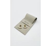 Svnx Heart Pearl Earrings In Gold Gold