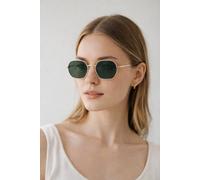 Svnx Hexagon Metal Frame Sunglasses In Gold Gold