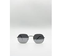 SVNX Hexagon Metal Frame Sunglasses with Mirror Lenses in Silver - Silver
