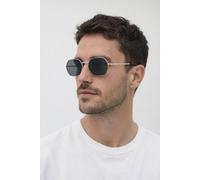 Svnx Hexagon Metal Frame Sunglasses With Mirror Lenses In Silver Silver One Size
