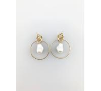 Svnx Hoop Earring With Pearl Drop In Gold Gold