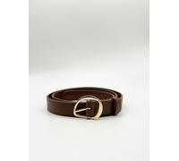 SVNX Irregular Oval Gold Buckle Belt In Brown - One Size - Brown