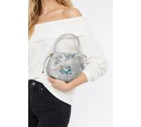 Svnx Jacquard Drawstring Handbag In Silver Silver