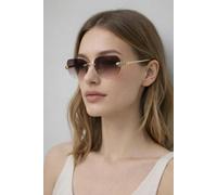 SVNX Jaguar Detail Rimless Sunglasses In Brown - Brown - One Szie