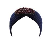 Svnx Knit Headband With Purple Jewel In Navy Navy