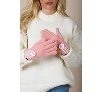 SVNX Knitted Flower Gloves in Pink - Pink - One Size