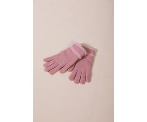 SVNX Knitted Gloves With Plush Detail In Pink - Pink - One Size