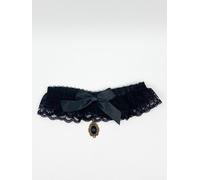 Svnx Lace Choker Necklace With Satin Bow In Black Black