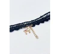 Svnx Lace Choker With Reindeer Charm In Black Black One Size