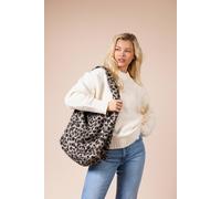 Svnx Leopard Borg Hobo Bag In Beige Beige