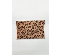 Svnx Leopard Envelope Clutch Bag In Brown Brown