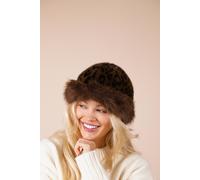 Svnx Leopard Faux Fur Hat In Brown Brown One Size