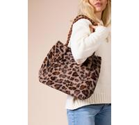 Svnx Leopard Faux Fur Tote In Brown Brown One Size