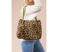 Svnx Leopard Faux Fur Tote In Green Green