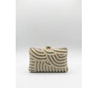 Svnx Luxurious Gold Pearl Embellished Clutch Bag Gold