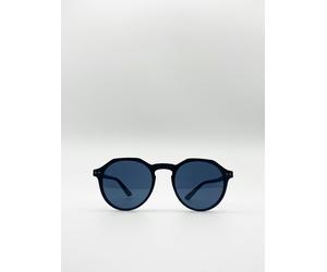 SVNX Matte Classic Preppy Sunglasses With Key Hole Nosebridge - Black