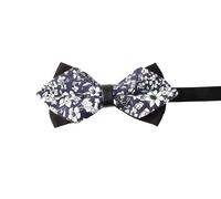 SVNX Men's Navy White Floral Bow Tie SVNX Navy One Size
